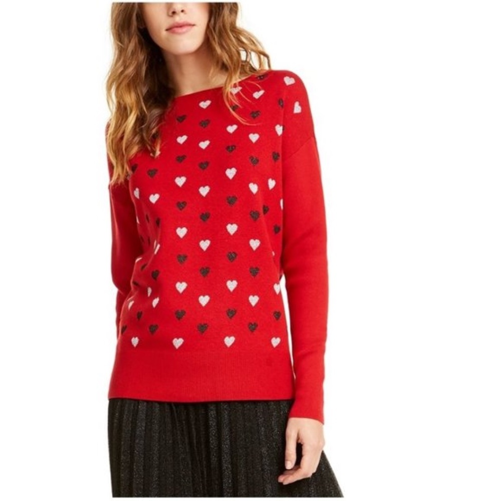 Maison Jules Heart-Print Sweater